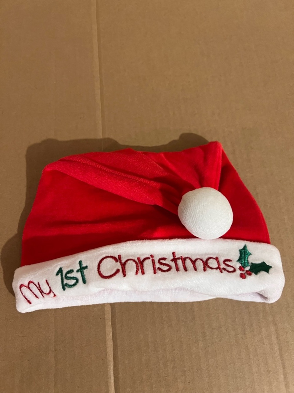 Baby "My 1st Christmas" Red Santa Hat New